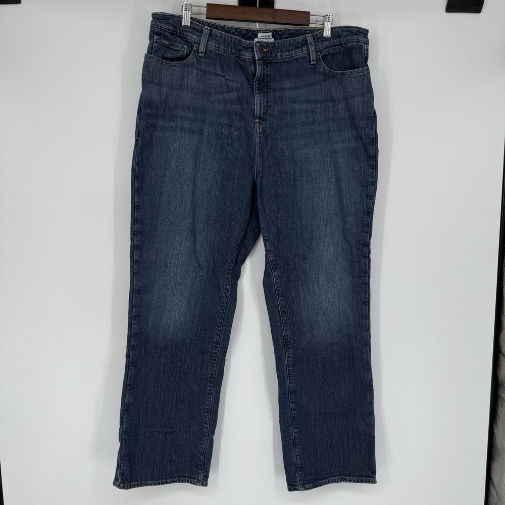 L.L. Bean‎ Classic Fit Jeans Womens Size 20 Blue Denim Cotton Red Flannel Lined
